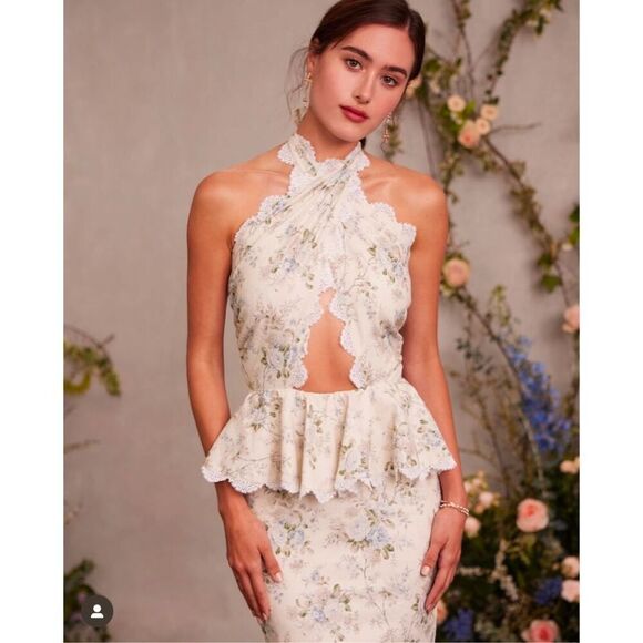 V Chapman The Daisy Halter Dress in Blue Bouquet XS Size 0 - Picture 8 of 10